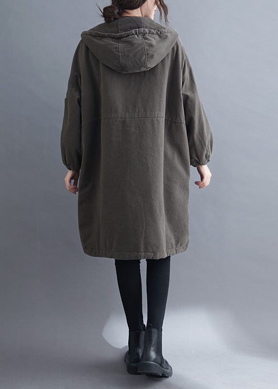 Damen Winter Mantel mit Kapuze und Reißverschlusstaschen 3