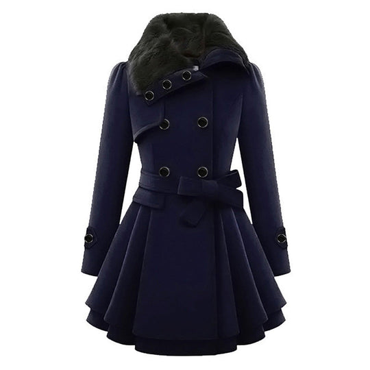 Damen Winterjacke Lange mit Kunstfellkragen 7