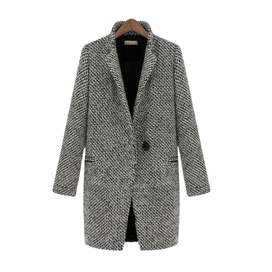 Damen Woll Wintermantel Eleganter Hahnentritt 0