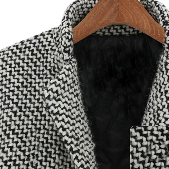 Damen Woll Wintermantel Eleganter Hahnentritt 5