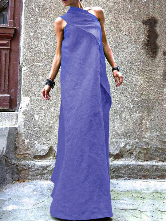 Damen ärmelloses Patchwork-Kleid in Marineblau 7