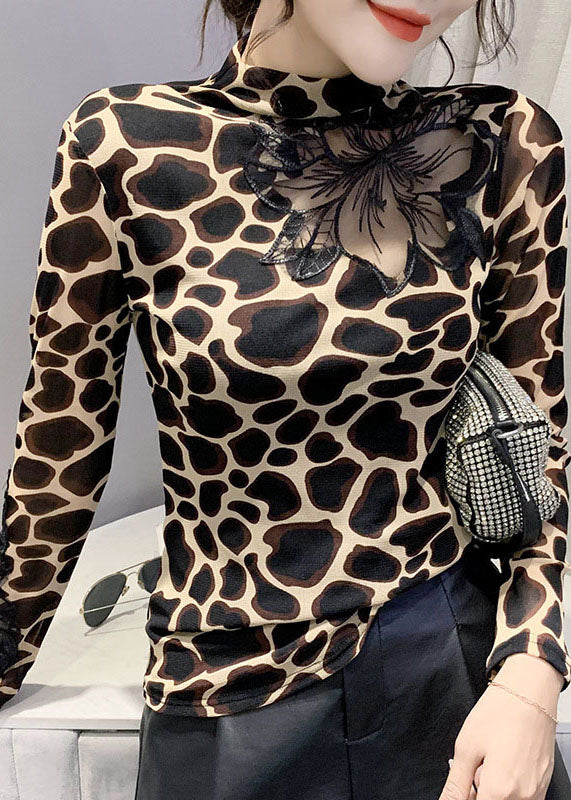 Damenbluse Ausgeschnitten mit Leopardenmuster für Freizeit und Abendveranstaltungen 3