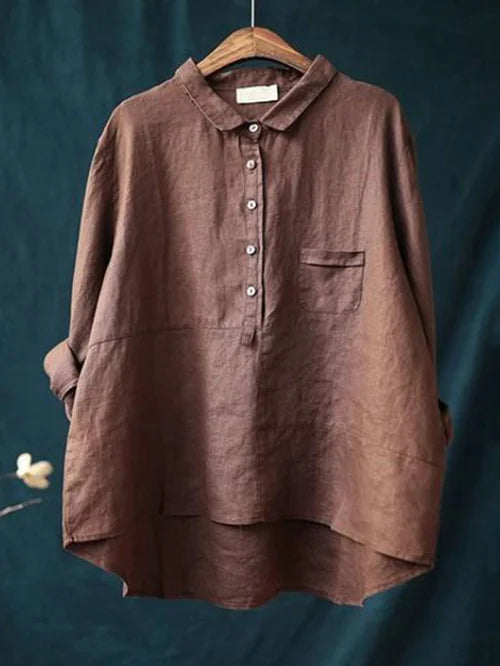 Damenbluse Langarm Lässig 100% Leinen 6