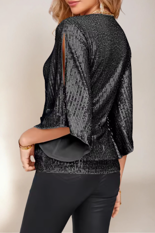 Damenbluse Wickeldesign Elegante Schimmernde Bluse für Festliche Anlässe 1