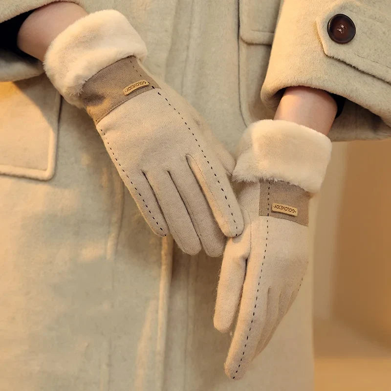 Damenhandschuhe Plüsch Elastisch Warm für Winter 1