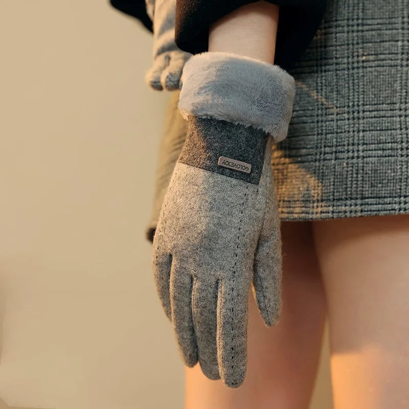 Damenhandschuhe Plüsch Elastisch Warm für Winter 4