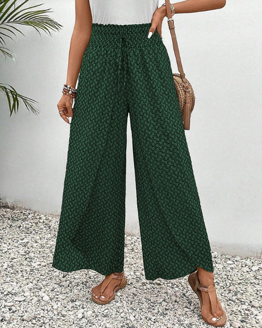 Damenhose mit geometrischem Druck Hohe Taille Weite Beine 8