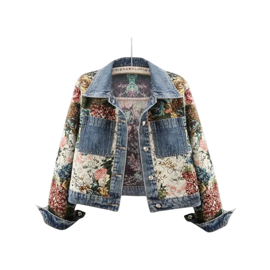 Damenjacke Boho-Stil mit Floral Patchwork Design 0