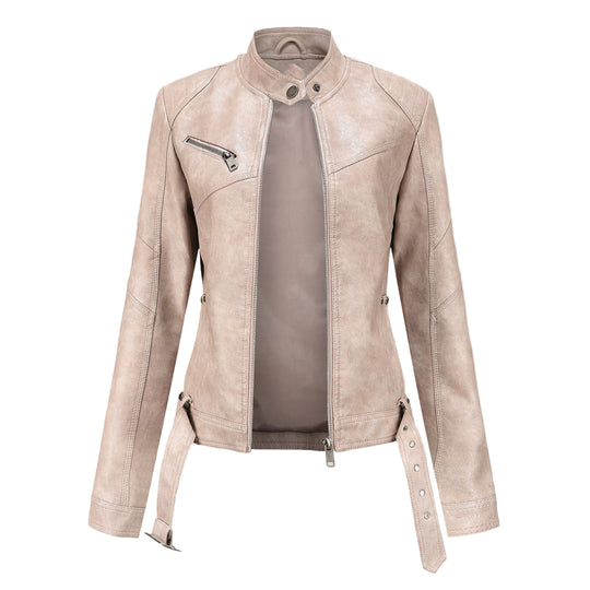 Damenjacke Modern Mit Reißverschluss Und Verstellbarer Taille 0