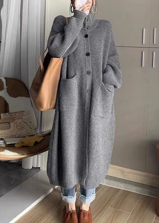 Damenpullover Rollkragen mit Taschen und Knöpfen für den Herbst 0