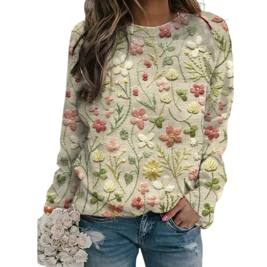 Damenpullover mit Blumenmuster 0