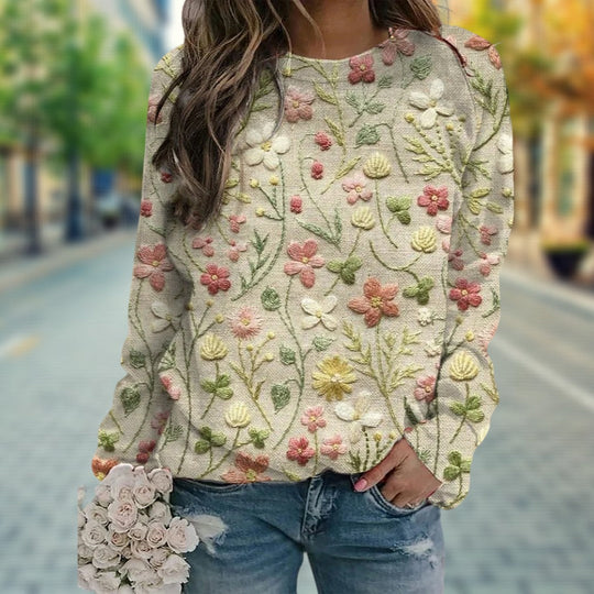 Damenpullover mit Blumenmuster 1