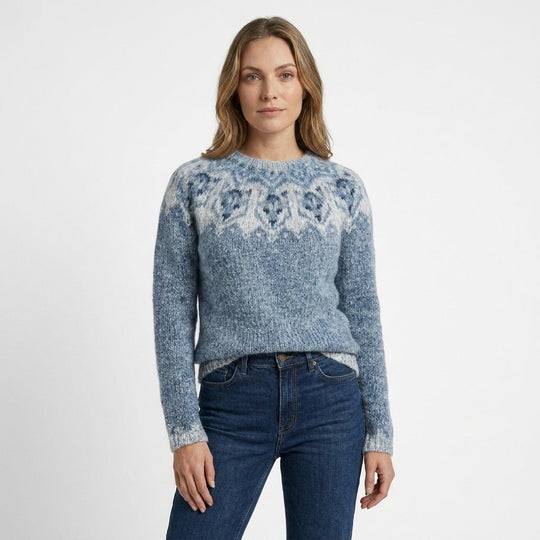 Damenpullover mit geometrischem Muster 0
