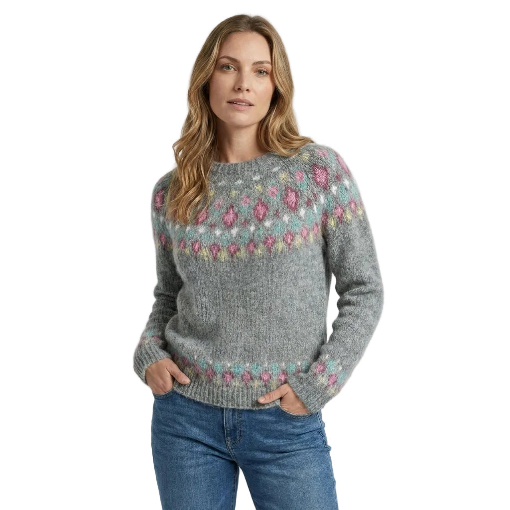 Damenpullover mit geometrischem Muster 1