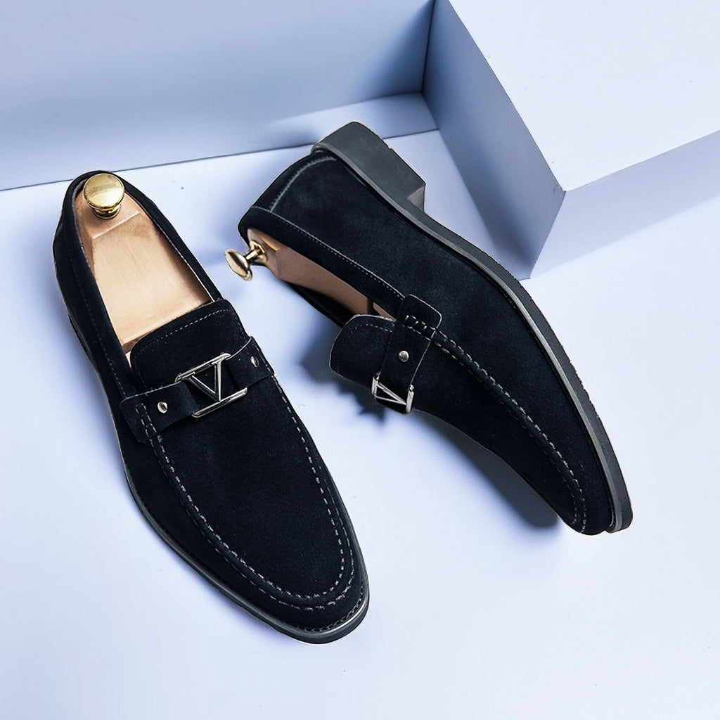 Herren Slipper Klassisch aus Leder, Bequeme Loafer für Alltag und besondere Anlässe 2
