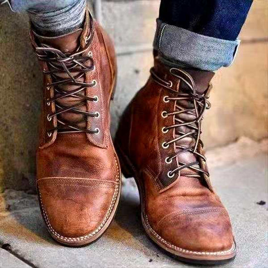 Herren Schnürstiefel Eleganter Leder Mit Absatz-1