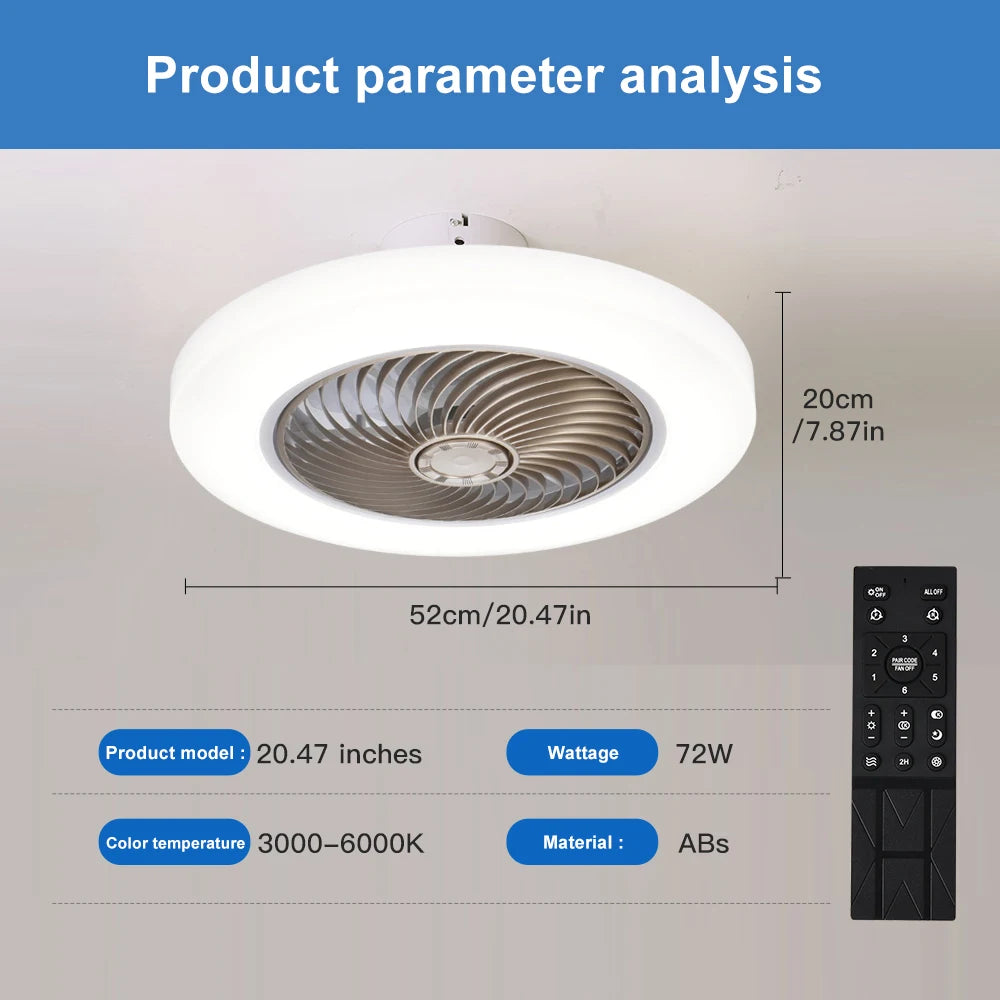 Deckenventilator mit Licht und Fernbedienung für Schlafzimmer Modernes Design 7