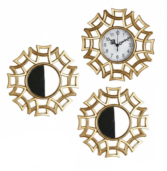 Deko-Uhren- und Spiegel-Set für Vintage-Stil 0