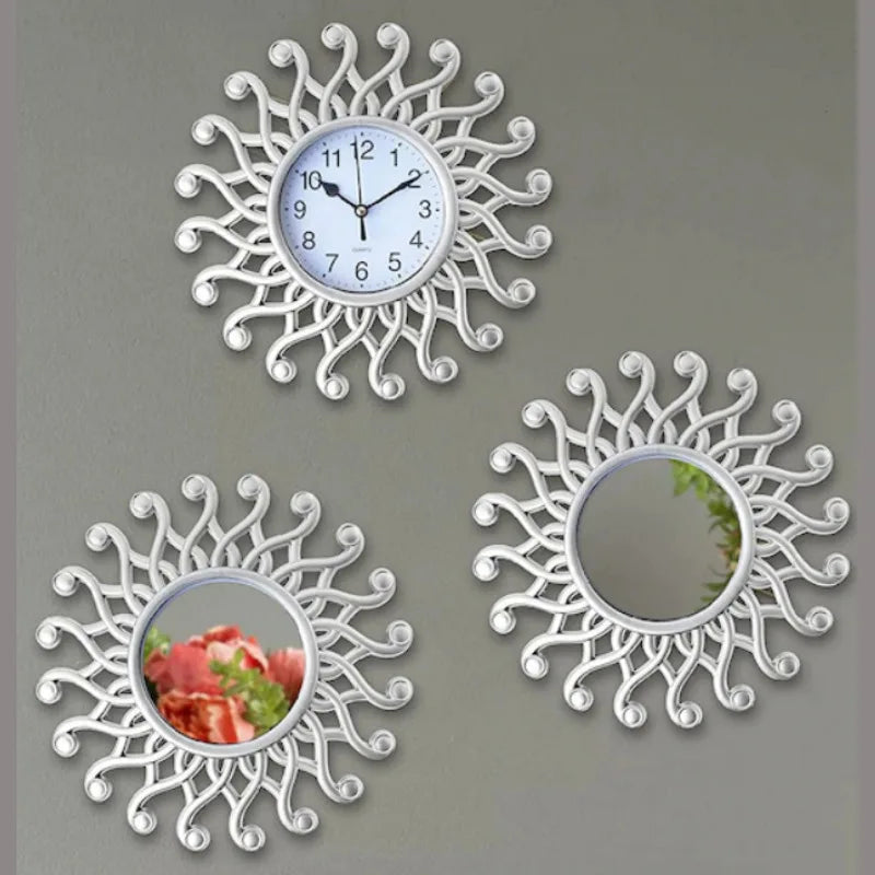 Deko-Uhren- und Spiegel-Set für Vintage-Stil 2
