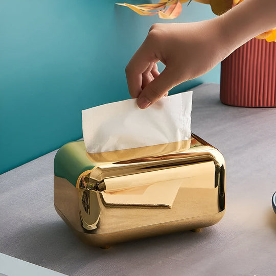 Dekorative Taschentuchbox Gold mit Spiegeloberfläche 1