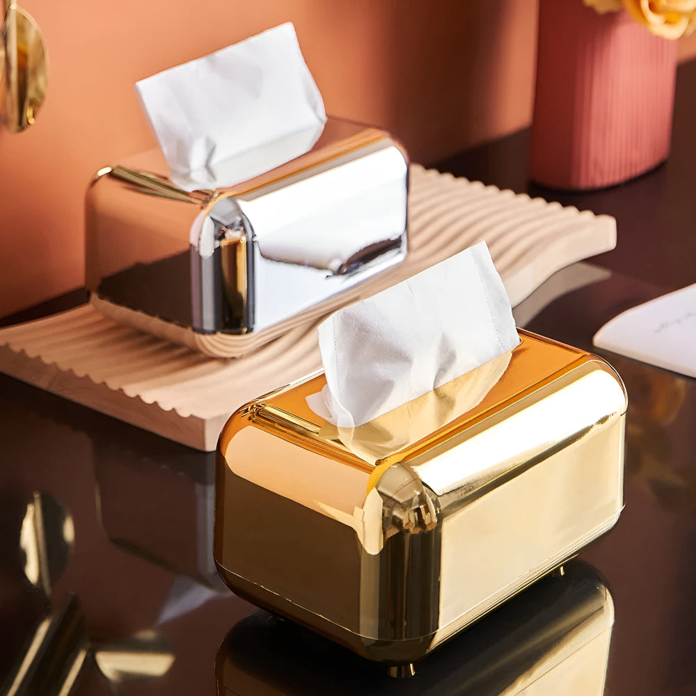 Dekorative Taschentuchbox Gold mit Spiegeloberfläche 2