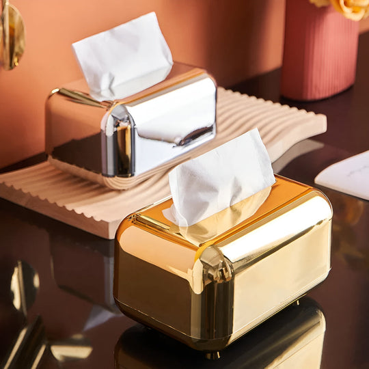 Dekorative Taschentuchbox Gold mit Spiegeloberfläche 2