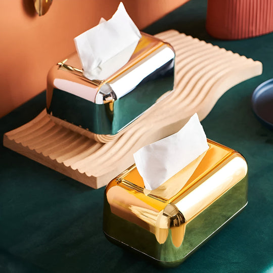 Dekorative Taschentuchbox Gold mit Spiegeloberfläche 3
