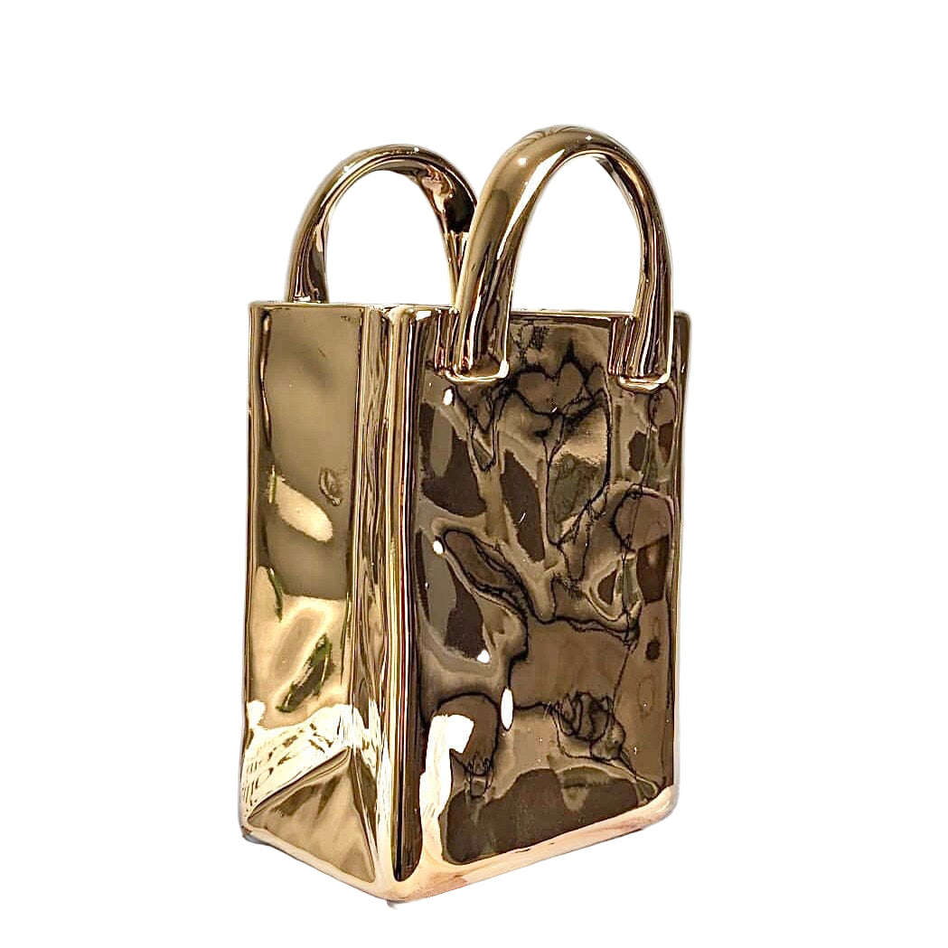 Dekorative Vase Taschenstil Gold Glänzend 1