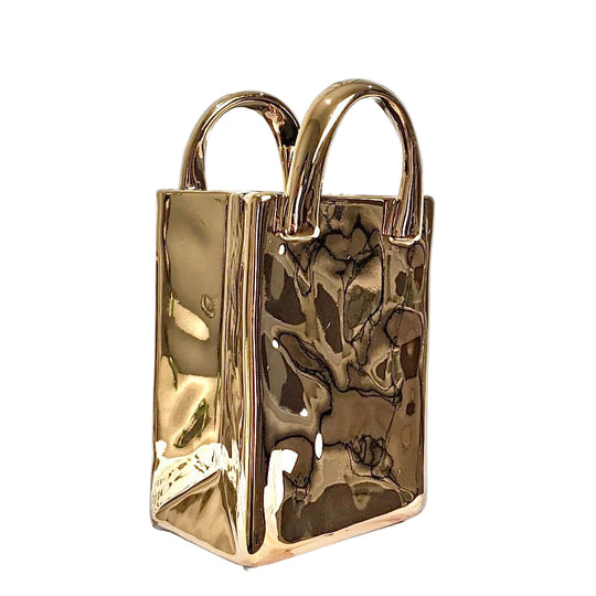 Dekorative Vase Taschenstil Gold Glänzend 1