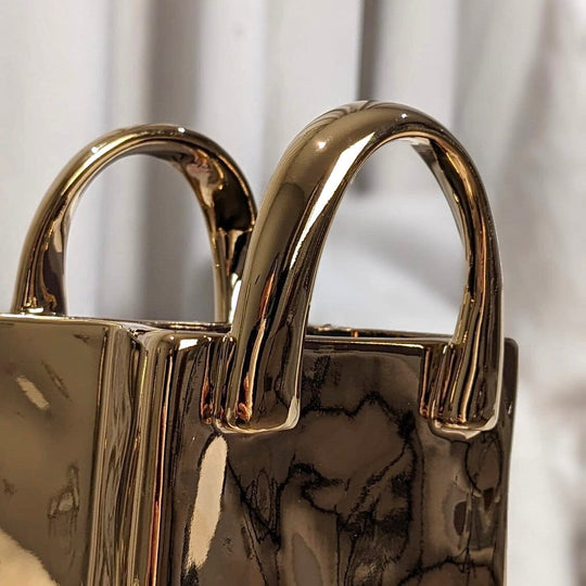 Dekorative Vase Taschenstil Gold Glänzend 4