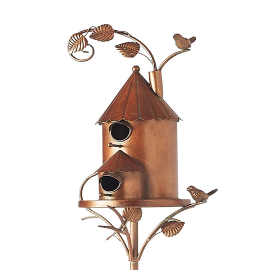Dekorativer Vogelhaus-Gartenpfosten aus Metall für den Außenbereich 6