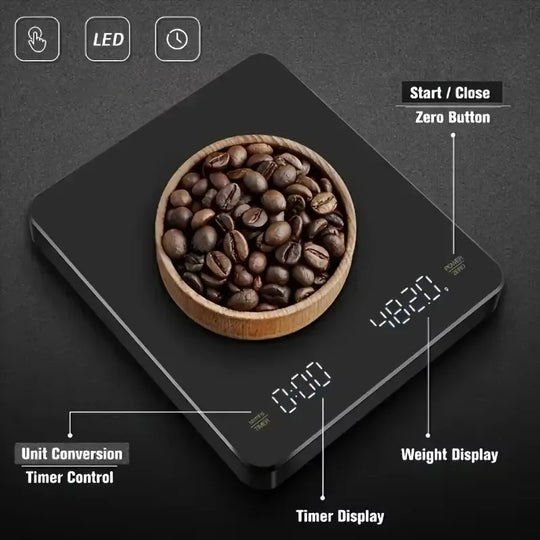 Digitale Kaffeewaage mit Timer und LED-Bildschirm 0