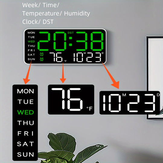 Digitale Wanduhr Modern Multifunktional mit Klarer Anzeige und Temperaturmonitor 2