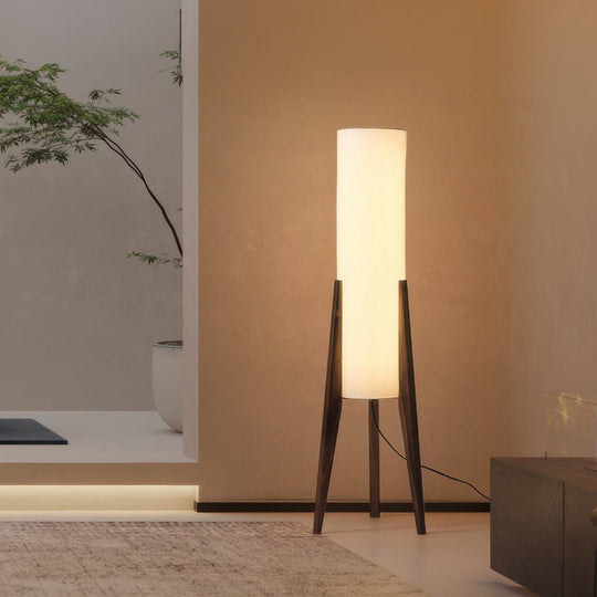 Dimmbare Stehlampe im Skandinavischen Stil mit Walnussholz Sockel 3