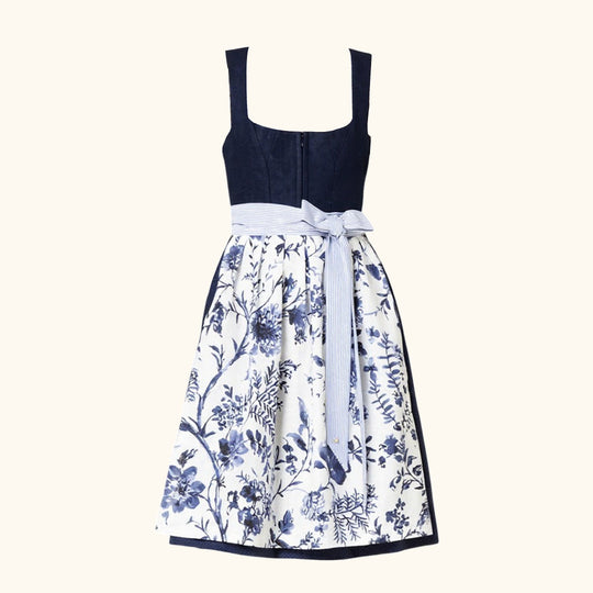 Dirndlkleid Trachtenkleid mit Schürze Blumenmuster für Damen 1
