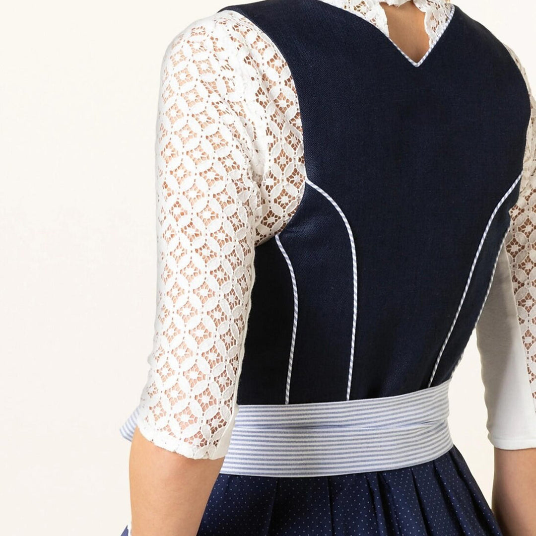 Dirndlkleid Trachtenkleid mit Schürze Blumenmuster für Damen 2