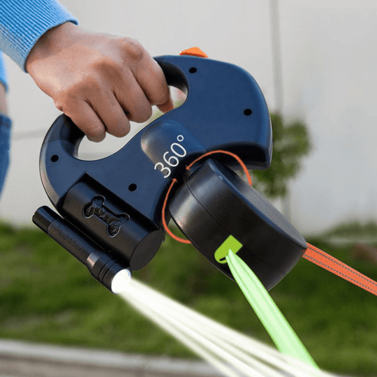 Doppelte Hundeleine Mit Entwirrmechanismus Für Zwei Hunde, Verstellbar, Integrierte Taschenlampe 3