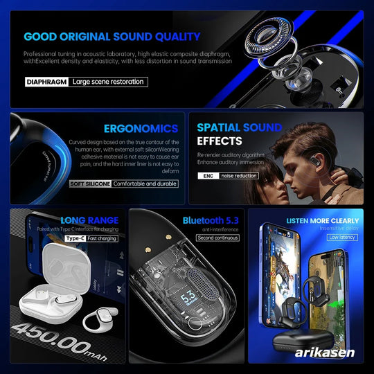 Drahtlose Bluetooth Kopfhörer Open-Ear für Sport mit Hi-Res Sound und langer Akkulaufzeit 5