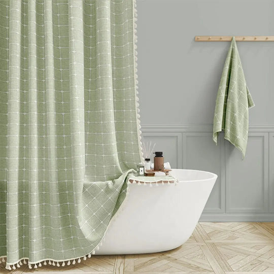 Duschvorhang Badewanne Boho-Stil mit Quasten und Wasserdichter Innenbeschichtung 4