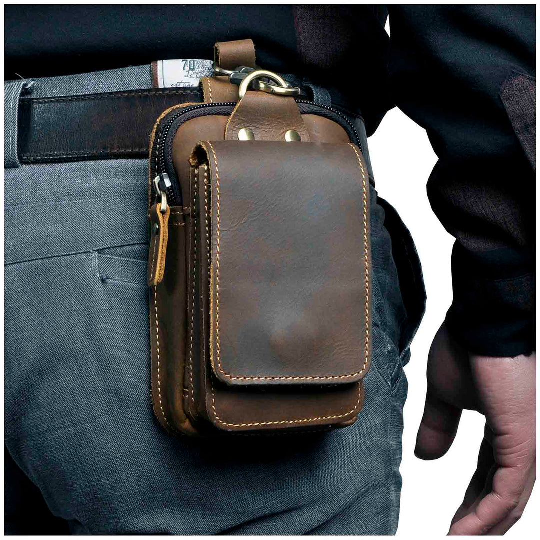 Echtes Leder Herren-Gürtelhaken-Tasche
