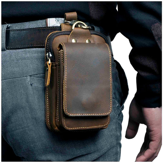 Echtes Leder Herren-Gürtelhaken-Tasche