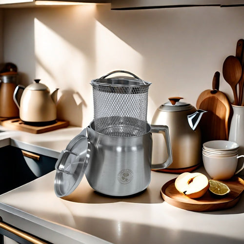 Edelstahl Fritteuse Mit Ölfiltration 1,5 L Für Alle Kochflächen 1