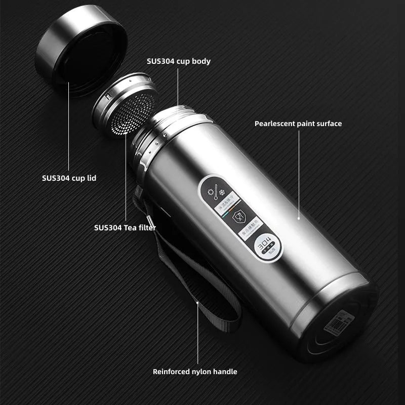 Edelstahl Thermoskanne mit LED-Temperaturanzeige 800ml 3