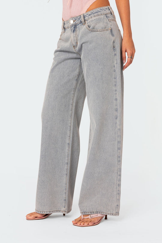 Damen Flared Jeans Blau Eleganter Stil Dehnbarer Denim-3