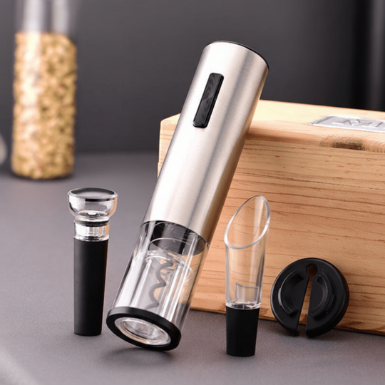 Elektrischer Korkenzieher 4-in-1 Weinöffner mit Vakuumverschluss und Folienabschneider 1
