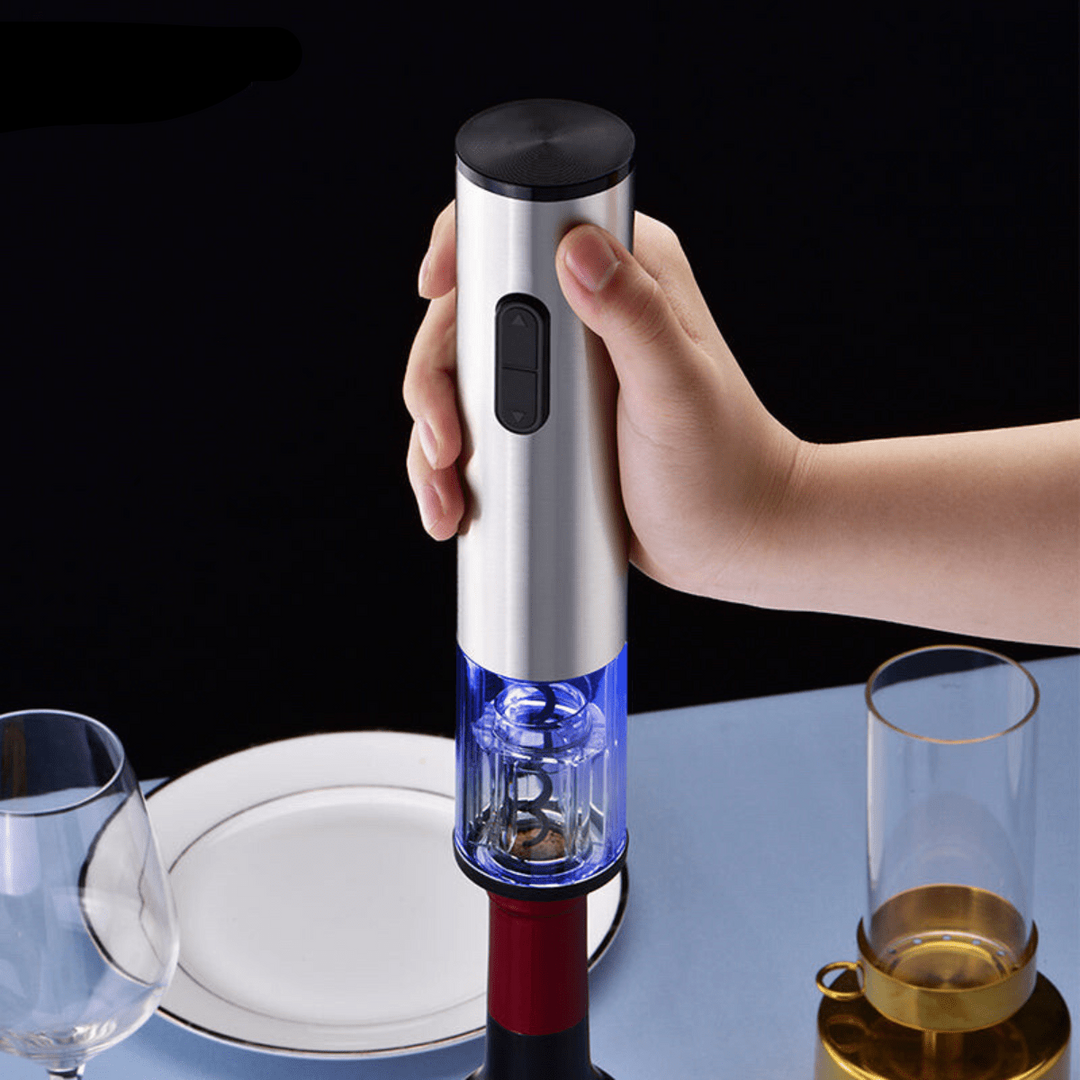 Elektrischer Korkenzieher 4-in-1 Weinöffner mit Vakuumverschluss und Folienabschneider 2