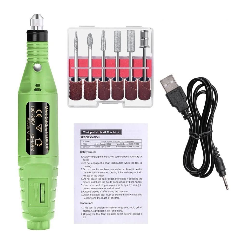 Elektrisches Nagelpflegeset für Maniküre und Pediküre mit 6 Aufsätzen 5