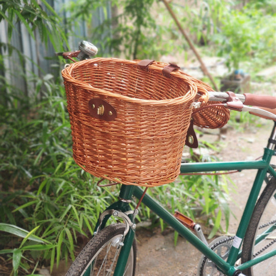 Fahrrad-Vorderkorb Geflochten mit Schnellverschluss für Damen und Herren 2