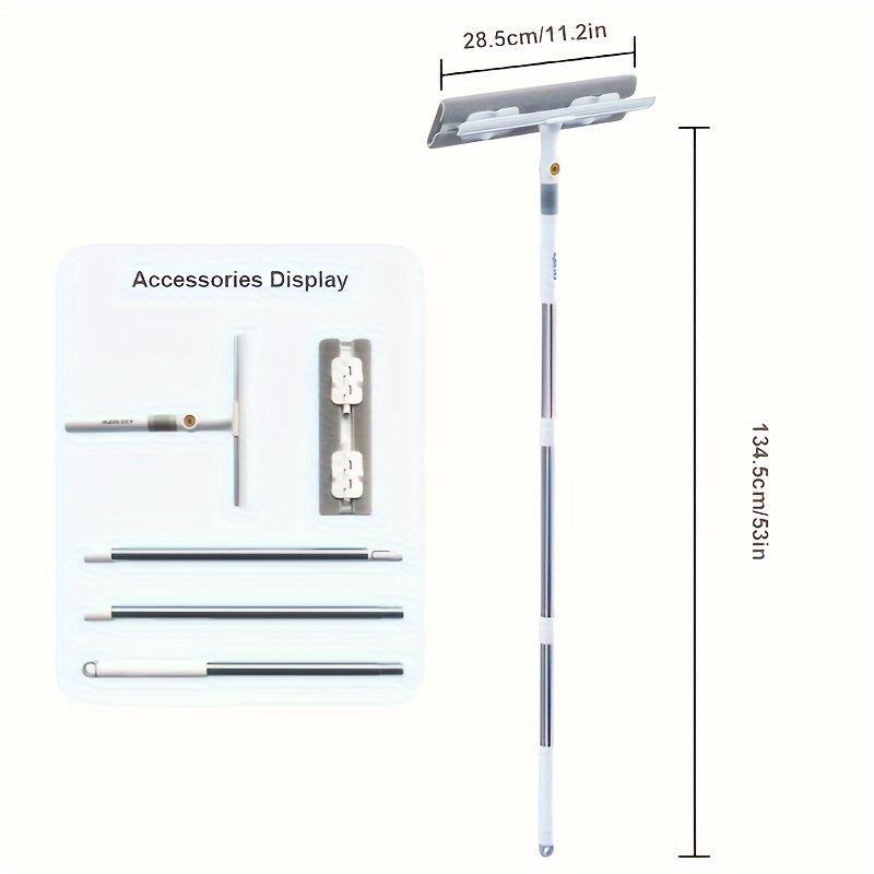 Fensterreiniger 2-in-1 Fenstersauger mit Rotierendem Kopf und Ausziehbarem Griff 3