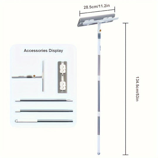 Fensterreiniger 2-in-1 Fenstersauger mit Rotierendem Kopf und Ausziehbarem Griff 3